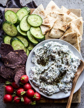 Spinach-Yogurt-Dip-with-Fried-Mint-