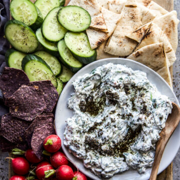 Spinach-Yogurt-Dip-with-Fried-Mint-
