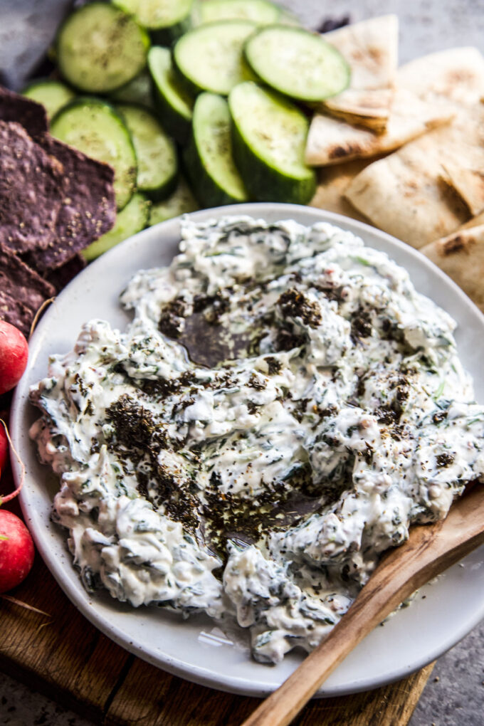 Spinach-Yogurt Dip with Fried Mint