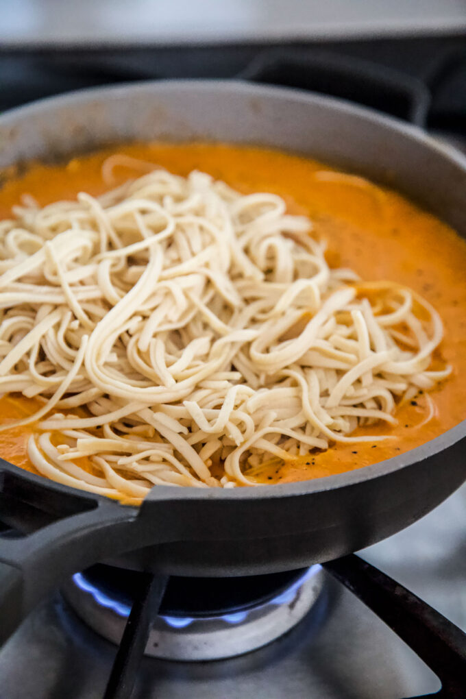 chickpea pasta in chipotle sauce