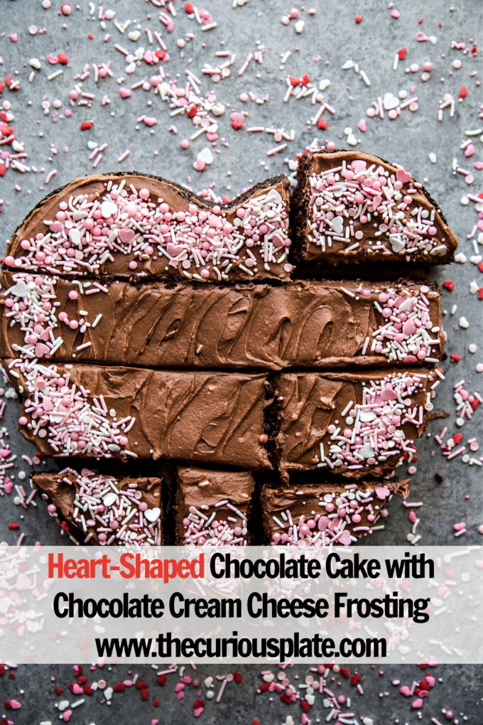 HEART-SHAPED CHOCOLATE CAKE WITH CHOCOLATE CREAM CHEESE FROSTING