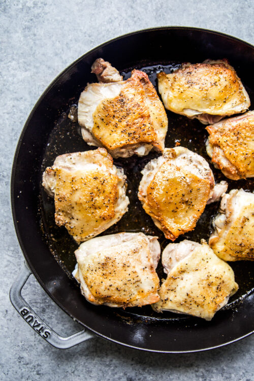 Roasted Chicken Thighs with Peas & Mint