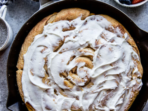 Giant Skillet Cinnamon Roll - Sprinkle Bakes