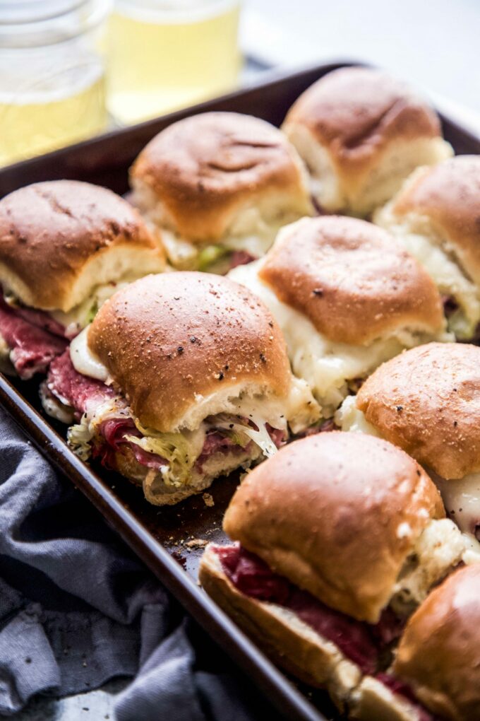 sheet pan corned beef sliders