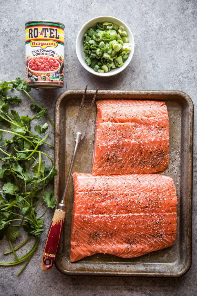 ingredients used to make this Cilantro Tomato Smoked Salmon www.thecuriousplate.com