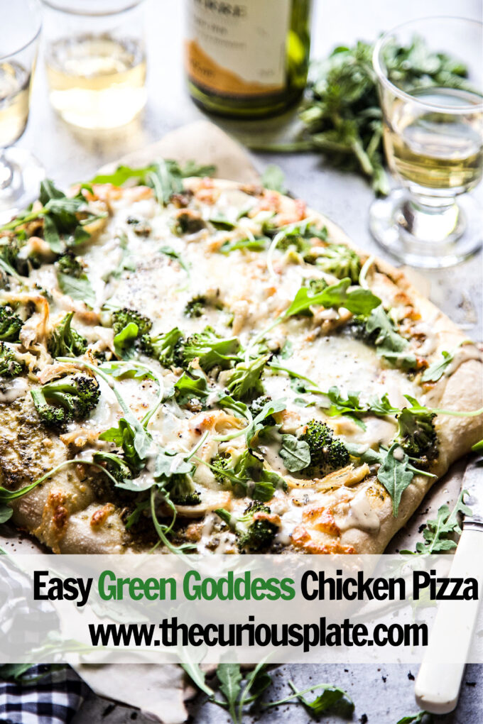 EASY GREEN GODDESS CHICKEN PIZZA www.thecuriousplate.com