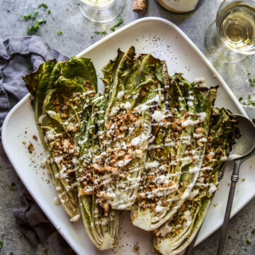 Grilled Romaine Salad with Toasted Breadcrumbs www.thecuriousplate.com.