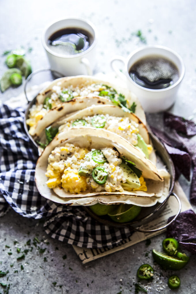 elote-style breakfast tacos www.thecuriousplate.com