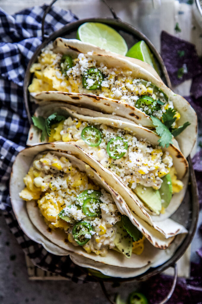 elote-style breakfast tacos www.thecuriousplate.com