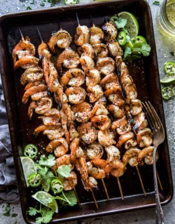 Grilled Chile Lime Shrimp Skewers www.thecuriousplate.com.