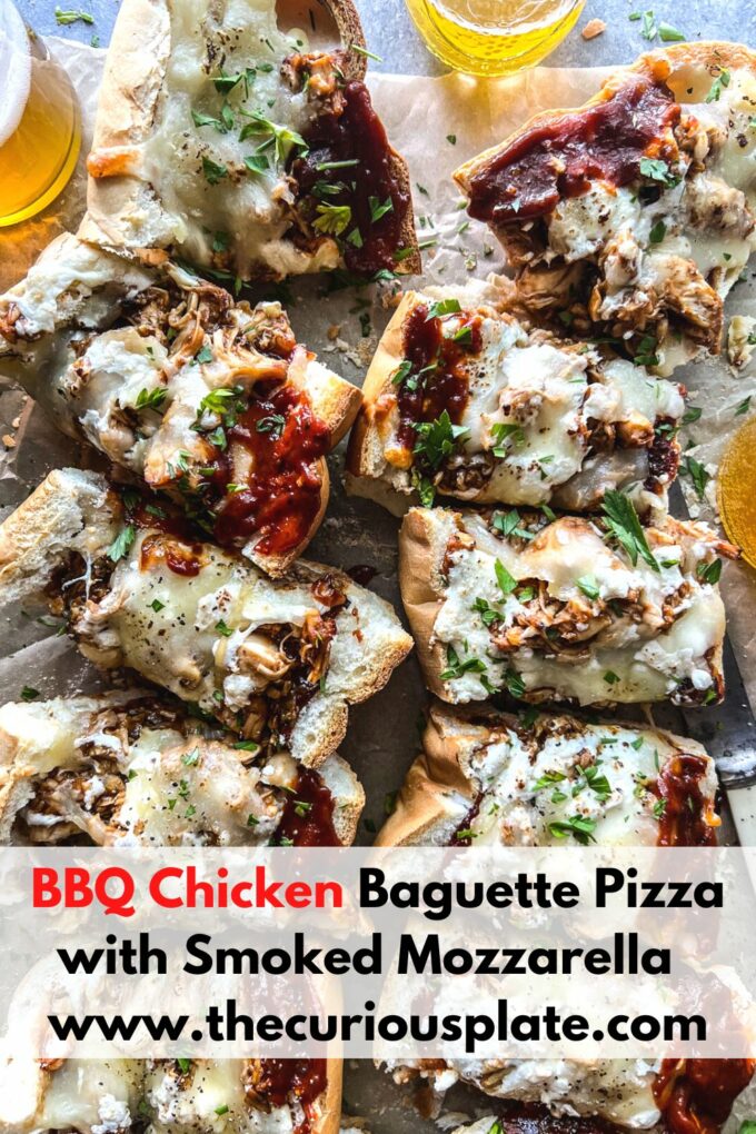 BBQ CHICKEN BAGUETTE PIZZA WITH SMOKED MOZZARELLA