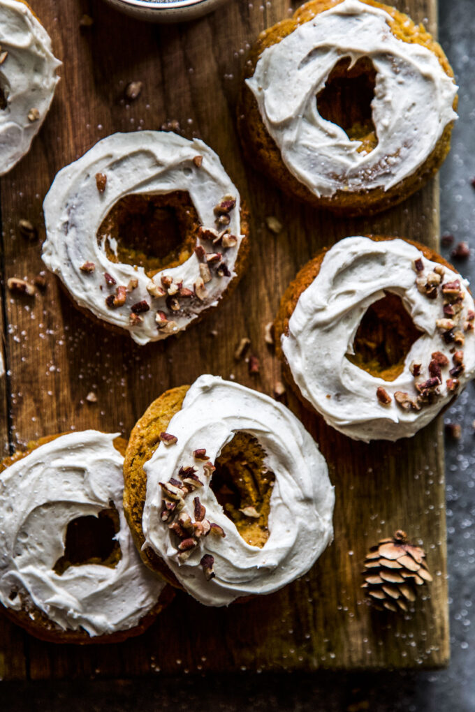 Baked Pumpkin Doughnuts with Maple Frosting www.thecuriousplate.com