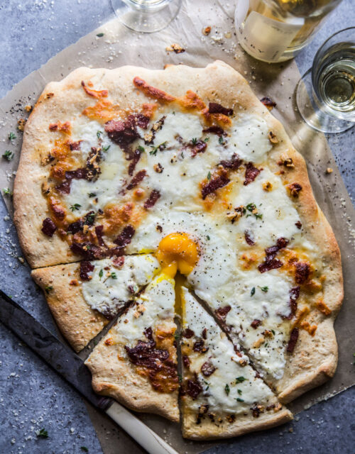 Easy Carbonara Pizza with Burrata