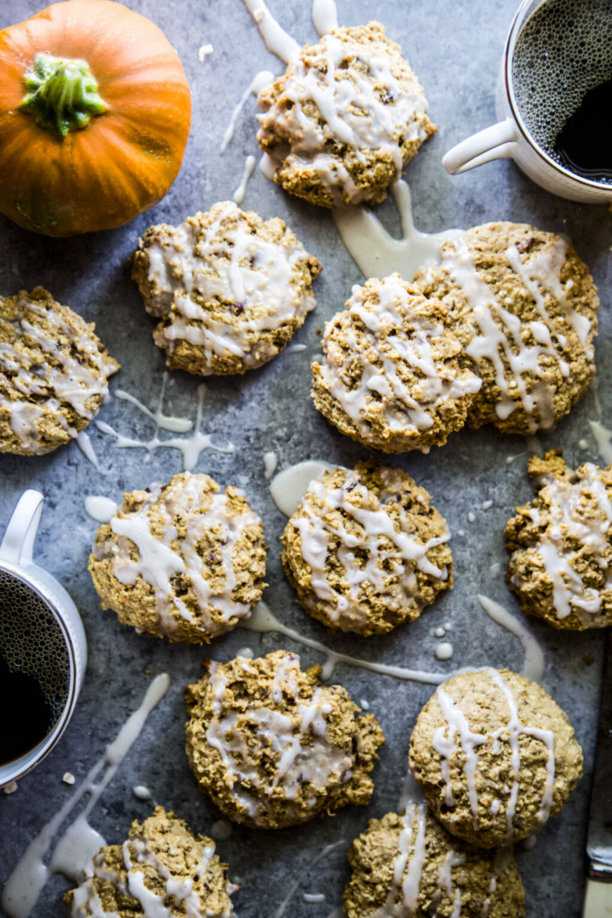 oatmeal pumpkin cookies with maple glaze