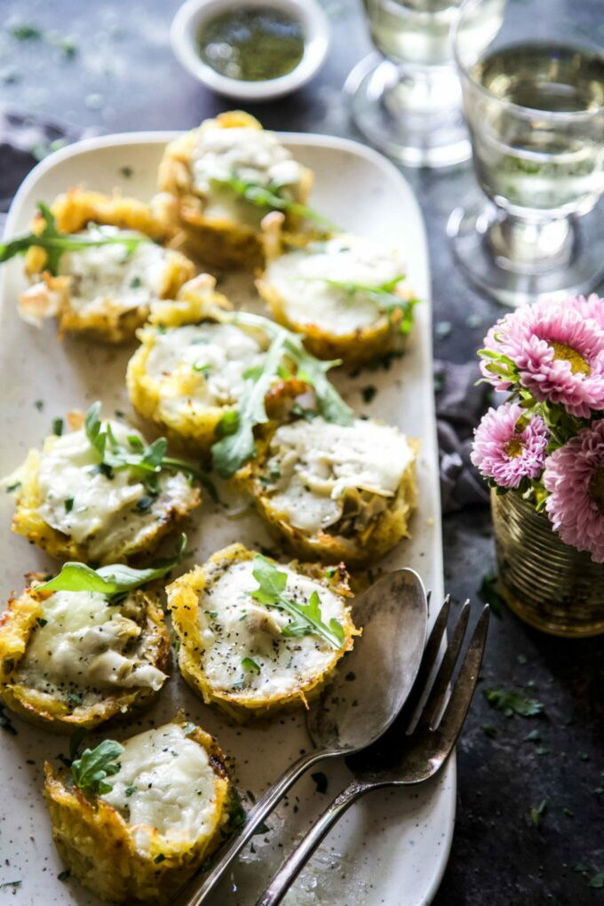 Burrata & Pesto Spaghetti Squash Muffin Pizzas