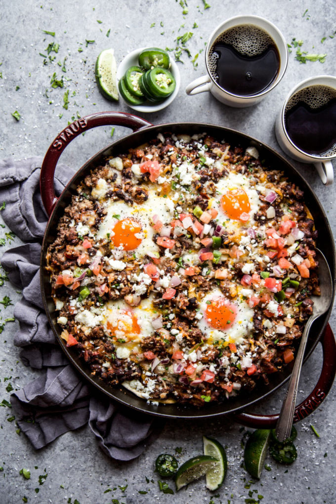 Skillet Huevos Rancheros with Ground Lamb