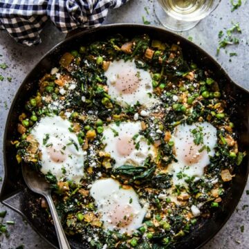 Feta, Spinach, & Pea Shakshuka