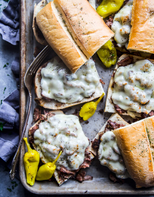 slow cooker shredded pot roast sandwiches www.thecuriousplate.com