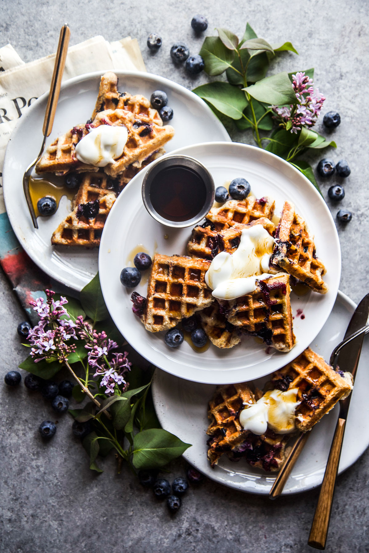 Cottage Cheese Blueberry Waffles