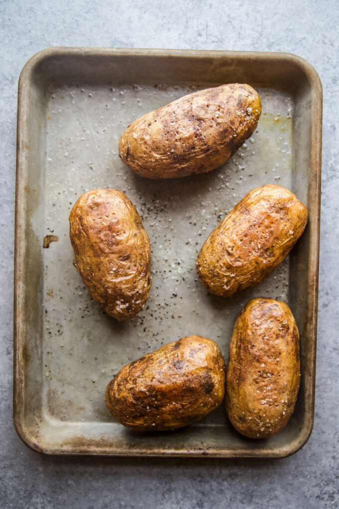 baked potatoes cooked until golden brown
