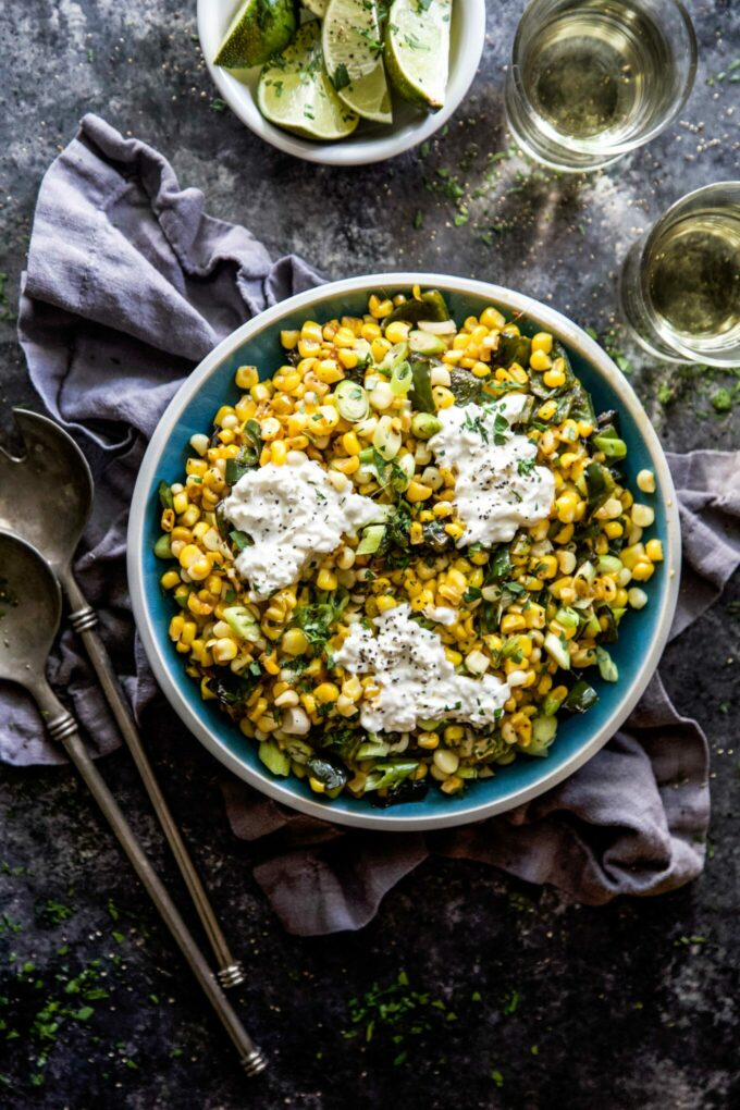 Grilled Corn, Burrata, and Poblano Salad

