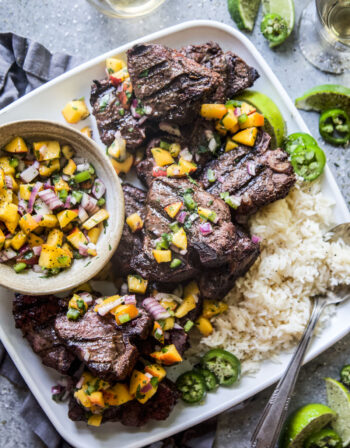 Grilled Jerk American Lamb Loin Chops with Peach Salsa www.thecuriousplate.com