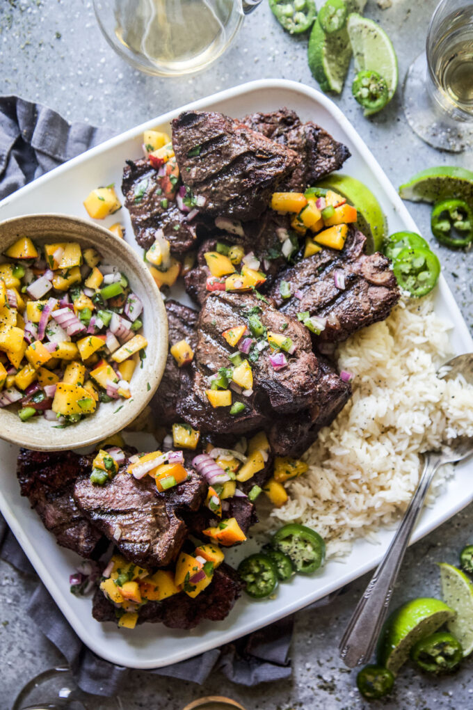 Grilled Jerk American Lamb Loin Chops with Peach Salsa www.thecuriousplate.com