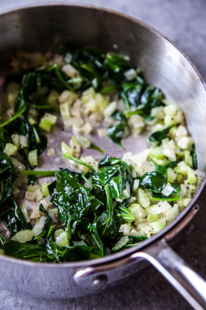 spinach, celery and onion mixture