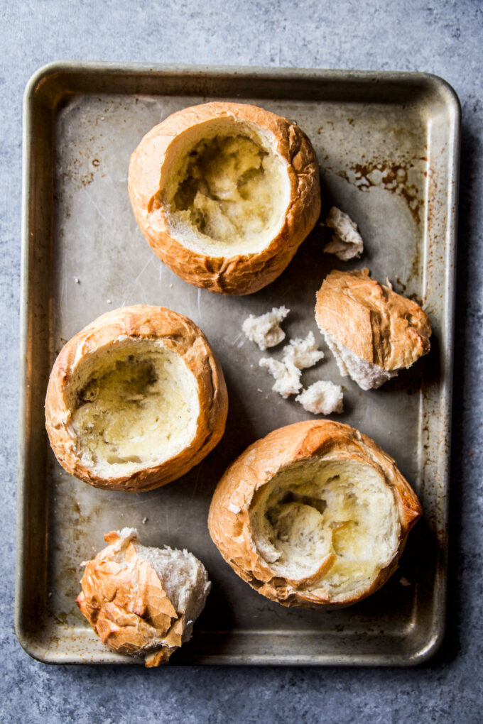 hallowed out bread bowls 