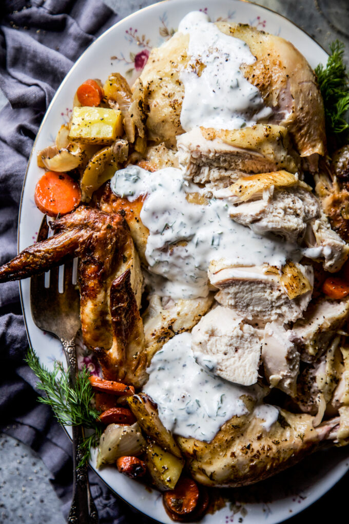 Skillet Whole Roasted Ranch Chicken 