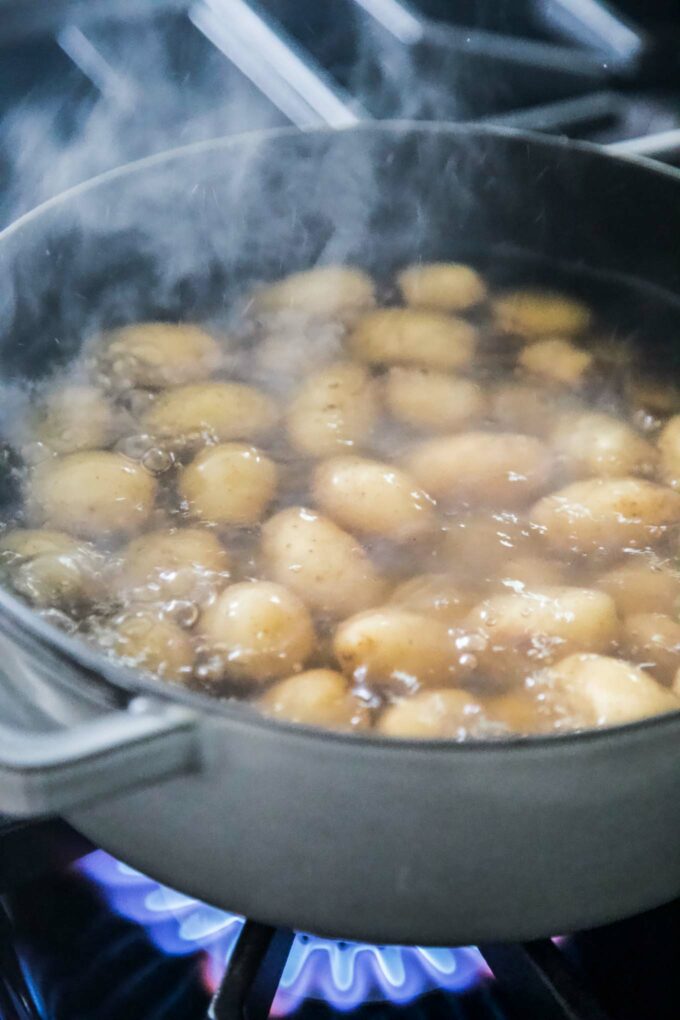potatoes in a pot boiling
