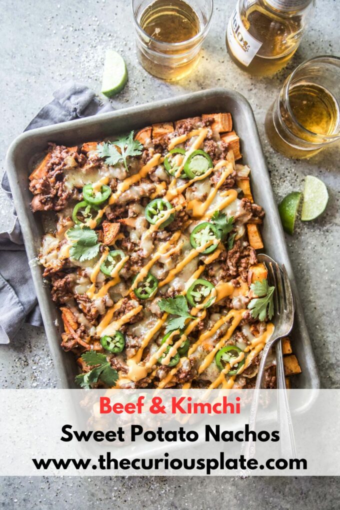 beef and kimchi sweet potato nachos