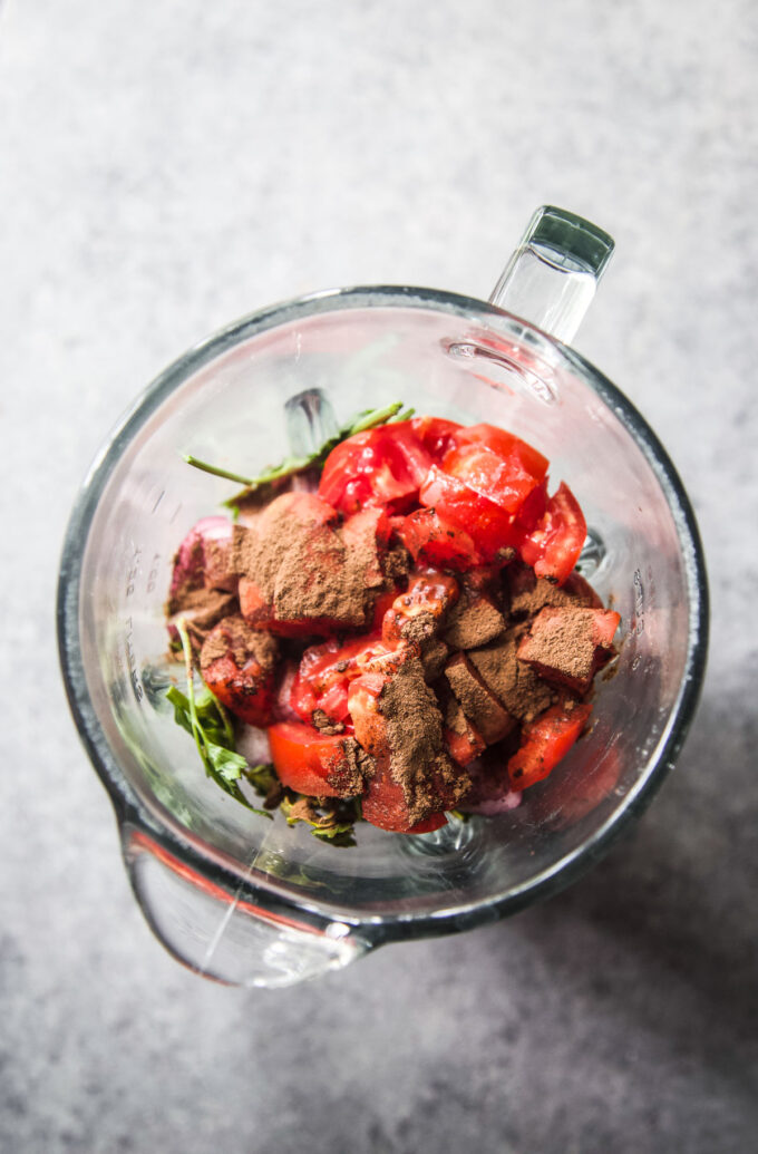 tabouli ingredients in a blender