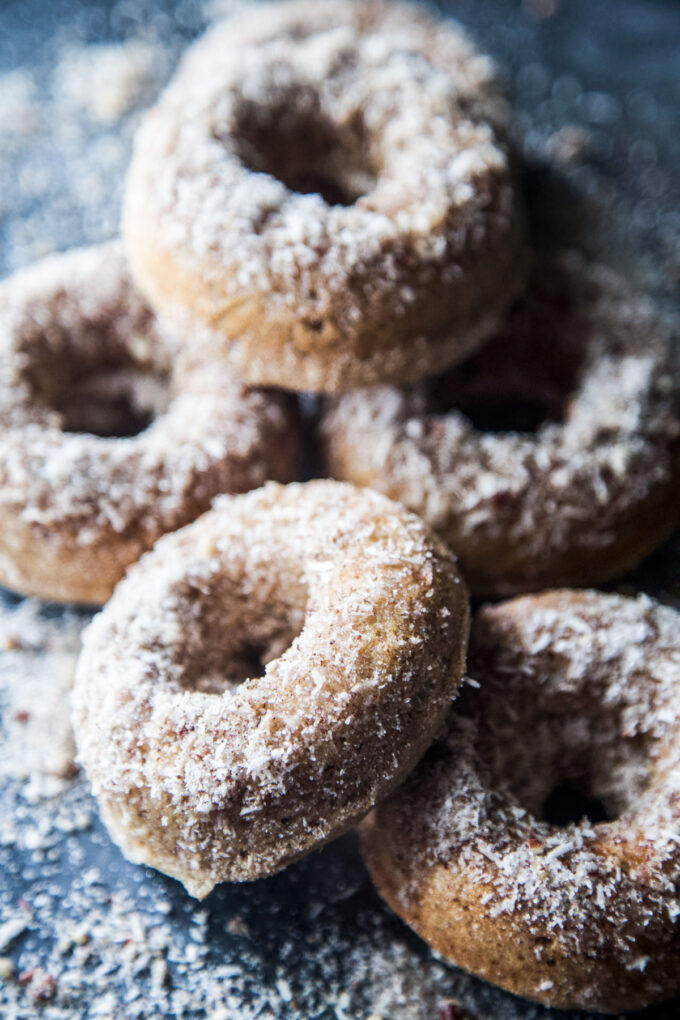 Coconut Cardamom Pecan Baked Doughnuts