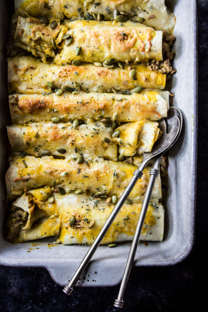 cheesy beef & pumpkin enchiladas