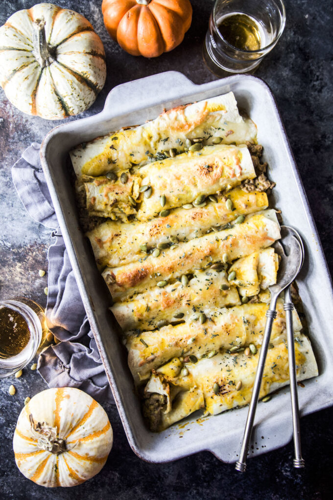 cheesy beef & pumpkin enchiladas