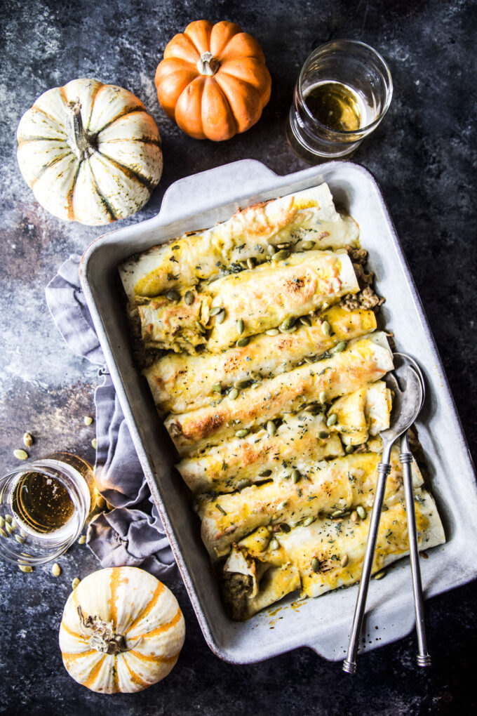 cheesy beef & pumpkin enchiladas