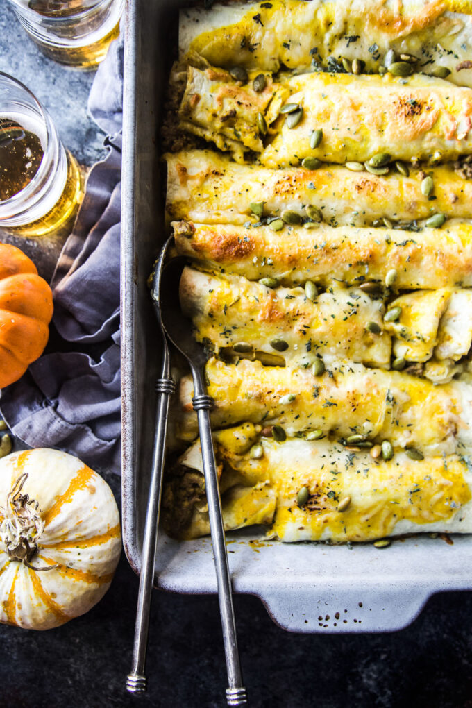 cheesy beef & pumpkin enchiladas