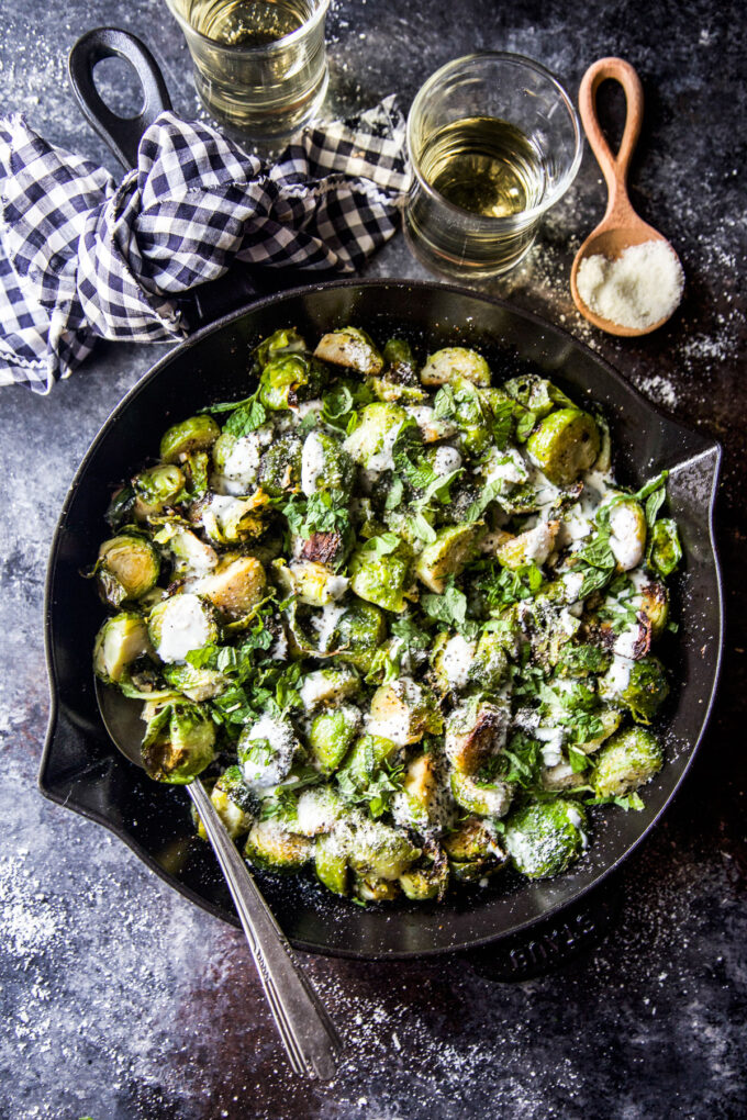 Fried Brussels Sprouts with Lemon and Mint