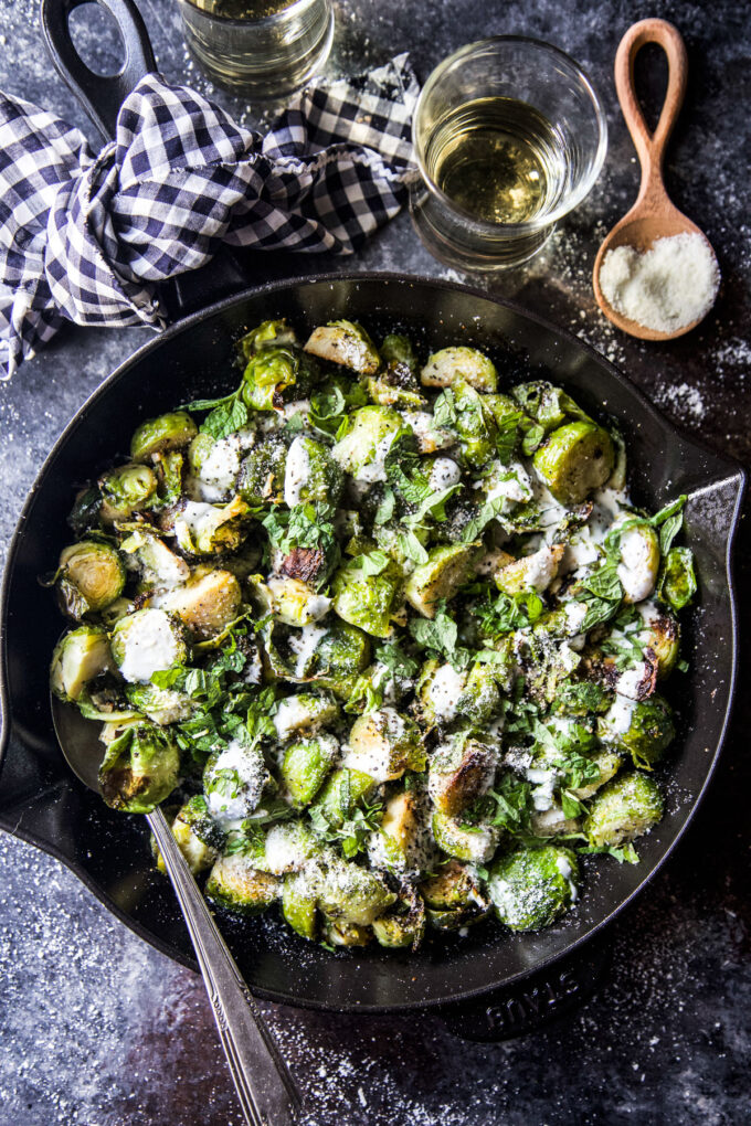 Fried Brussels Sprouts with Lemon and Mint