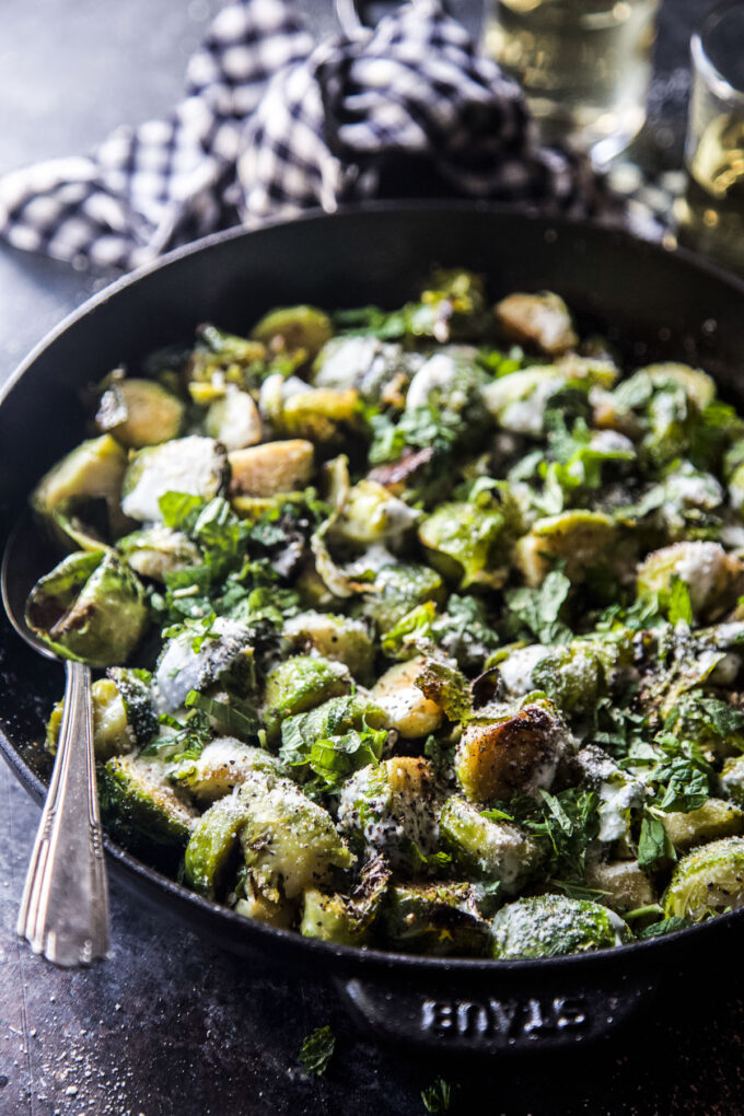 Fried Brussels Sprouts with Lemon and Mint