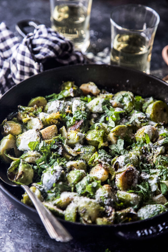 Fried Brussels Sprouts with Lemon and Mint