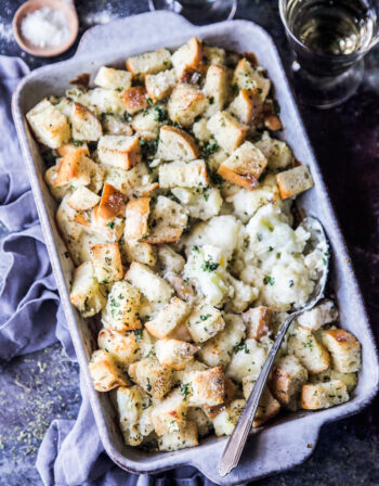 Cheesy Cauliflower Casserole with Garlic Bread Crust