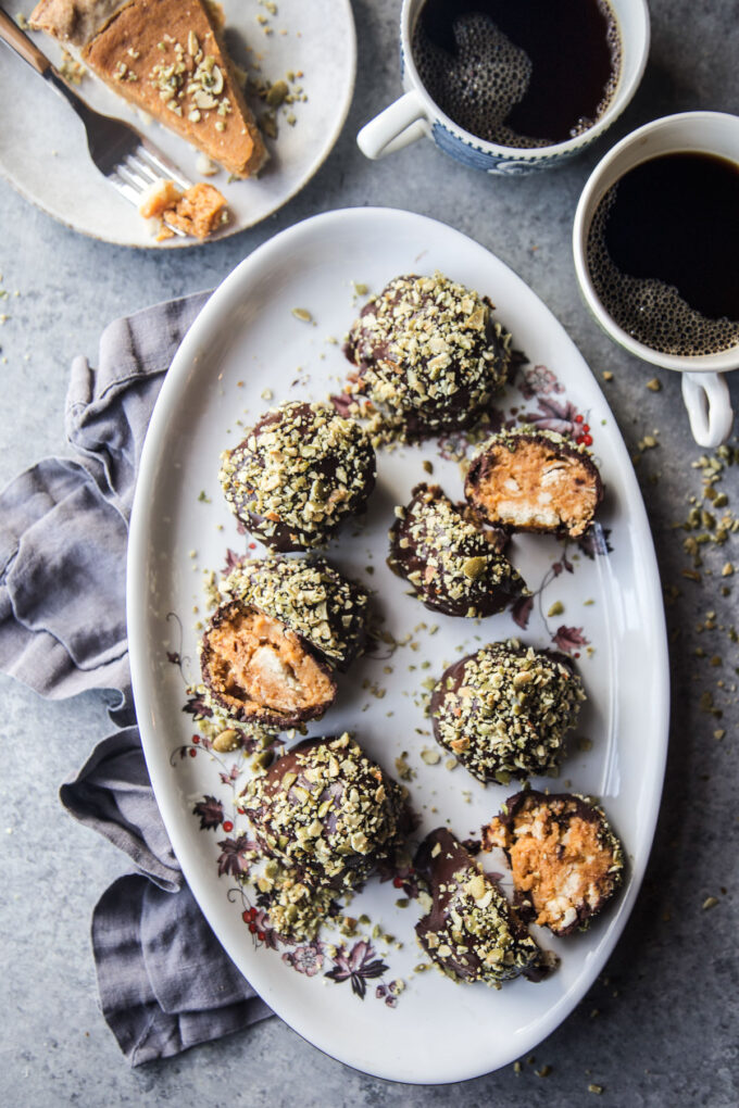 Leftover Pumpkin Pie Bites with Crushed Pepitas