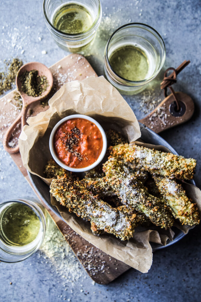 Air Fryer Za'atar Pickles with Bloody Mary Sauce