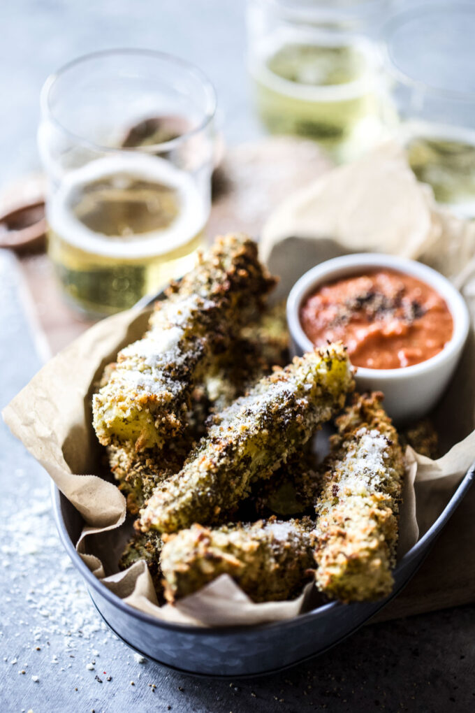 Air Fryer Za'atar Pickles with Bloody Mary Sauce