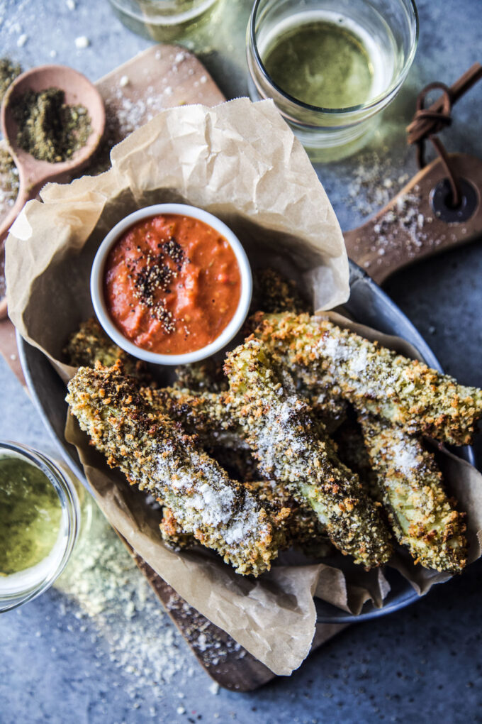 Air Fryer Za'atar Pickles with Bloody Mary Sauce