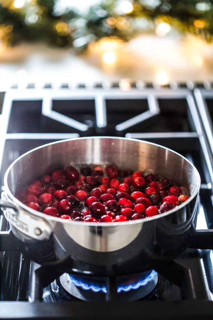 pickled cranberry in a sauce pan