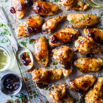 Oven-Baked Spiced Cranberry & Mustard Glazed Chicken Wings