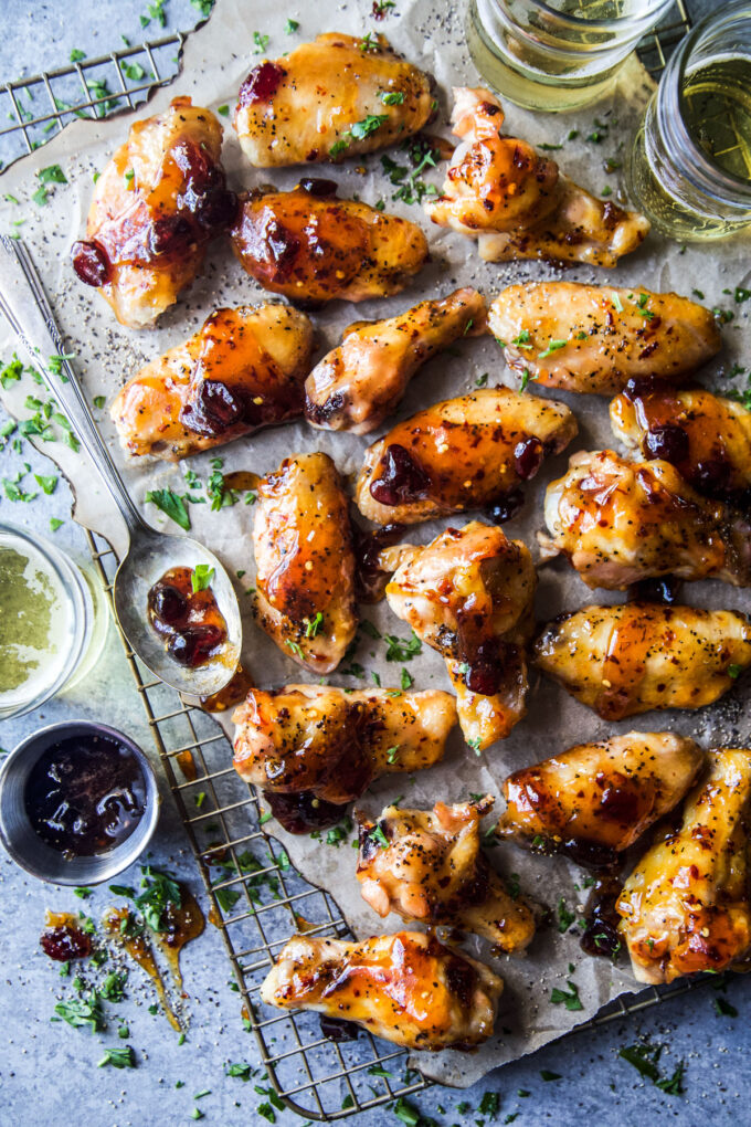 Oven-Baked Spiced Cranberry & Mustard Glazed Chicken Wings 